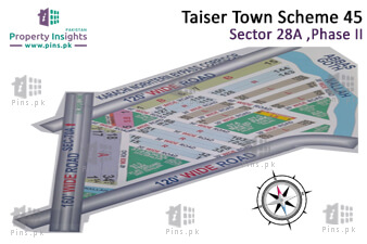 Sector 28A of Taiser Town Phase II High Resolution Map