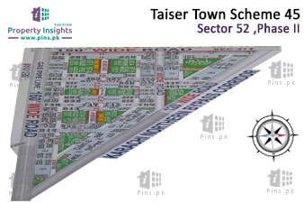 Sector 52 of Taiser Town Phase II High Resolution Map