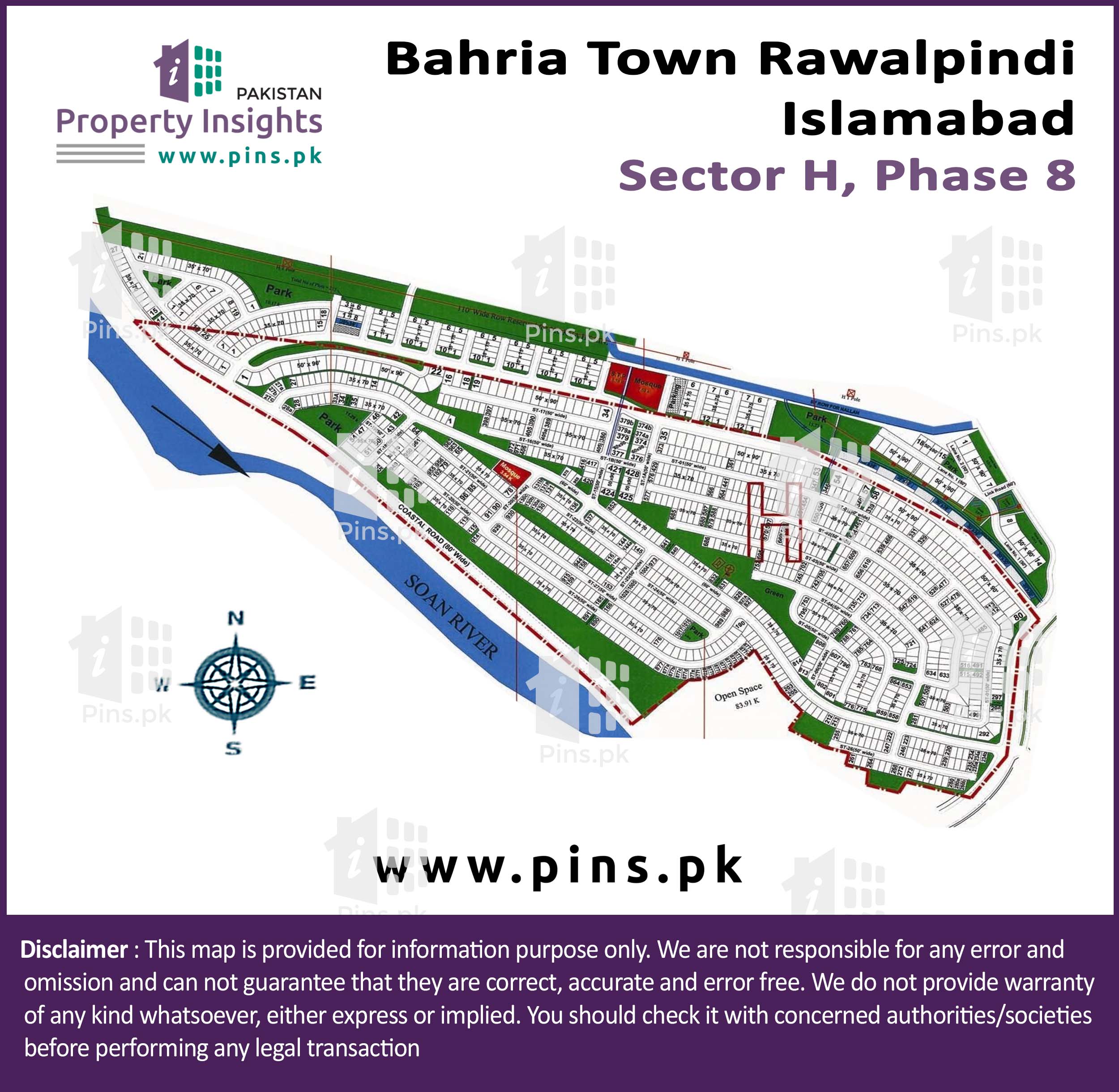 Layout plan / Siteplan Map of Block H Phase 8 Bahria Town Rawalpindi ...