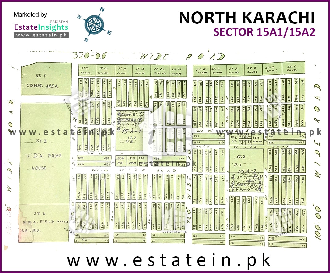 Buffer Zone Karachi Map Layout Plan / Siteplan Map Of Sector 15-A/2 Buffer Zone North Nazimabad  Town Karachi.