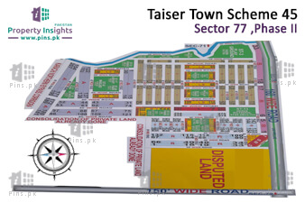 Sector 77 of Taiser Town Phase II High Resolution Map