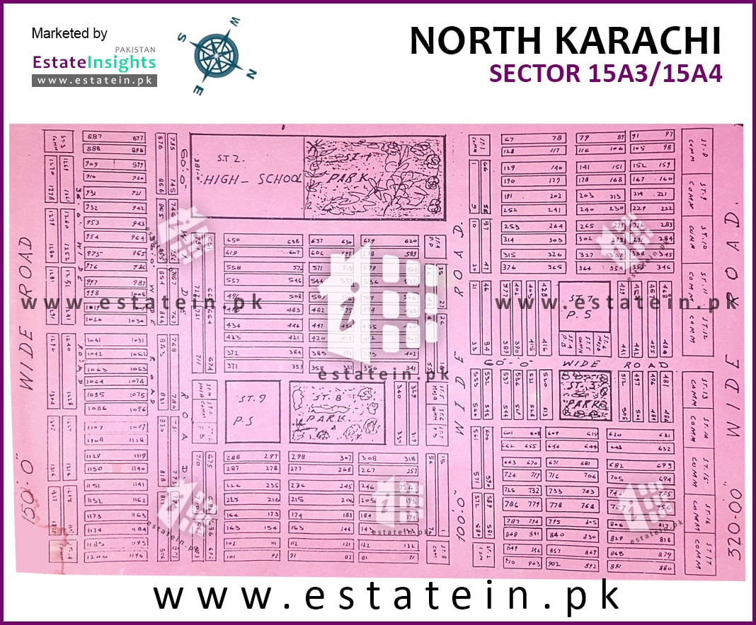 Buffer Zone Karachi Map Layout Plan / Siteplan Map Of Sector 15-A/4 Buffer Zone North Nazimabad  Town Karachi.