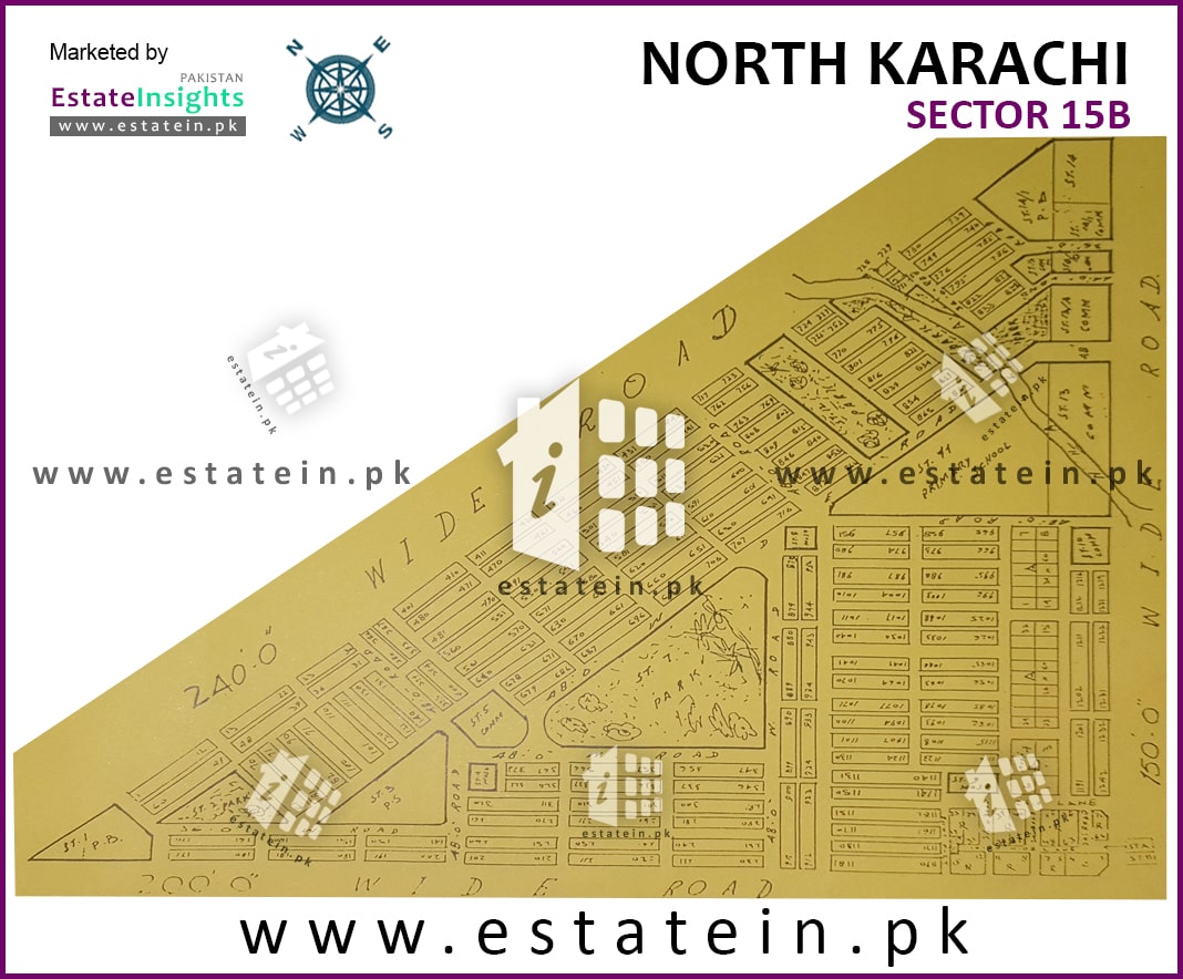 Buffer Zone Karachi Map Layout Plan / Siteplan Map Of Sector 15-B Buffer Zone North Nazimabad Town  Karachi.