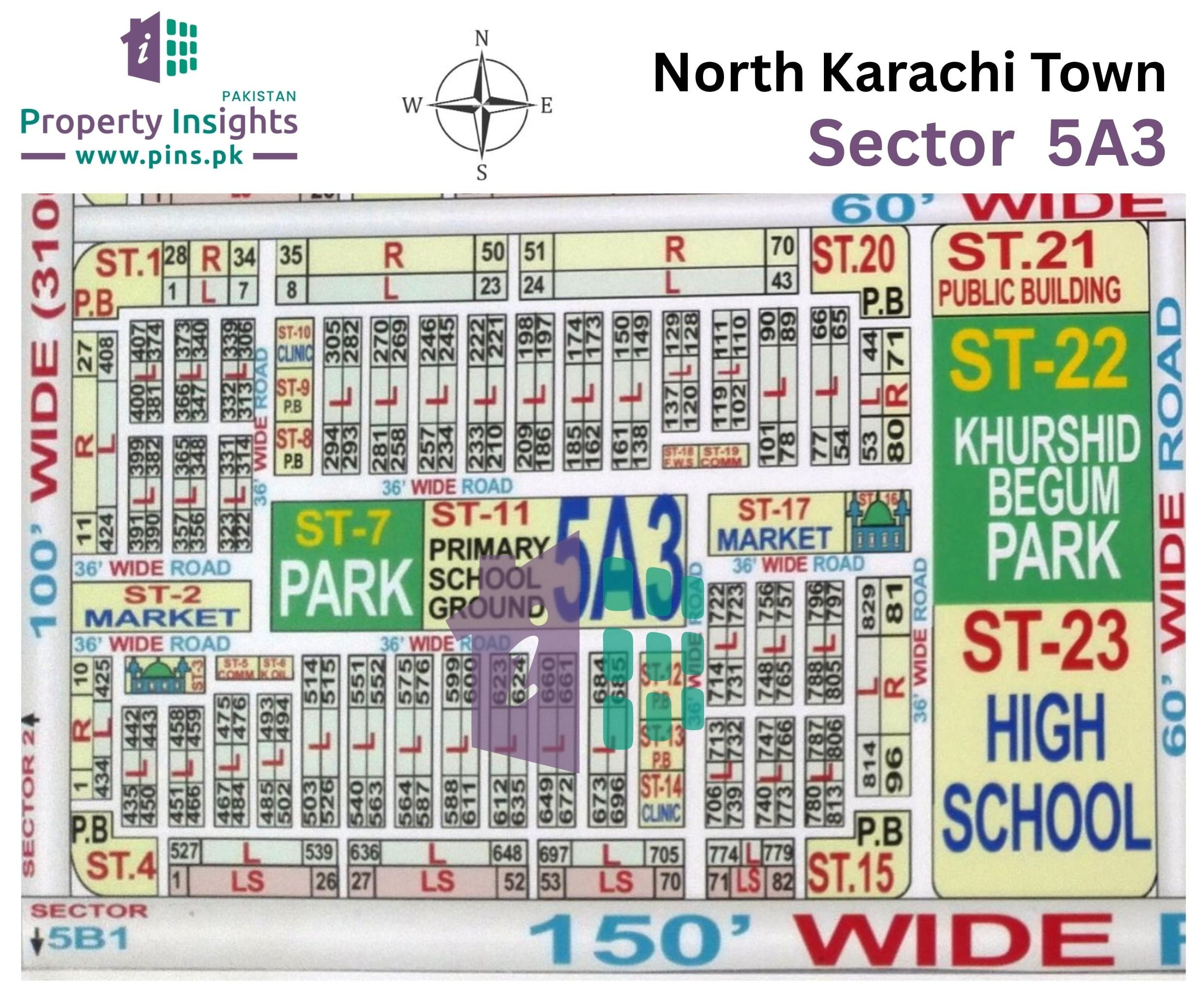 Layout plan / Siteplan Map of Sector 5-A/3 Sector 5-A North Karachi ...