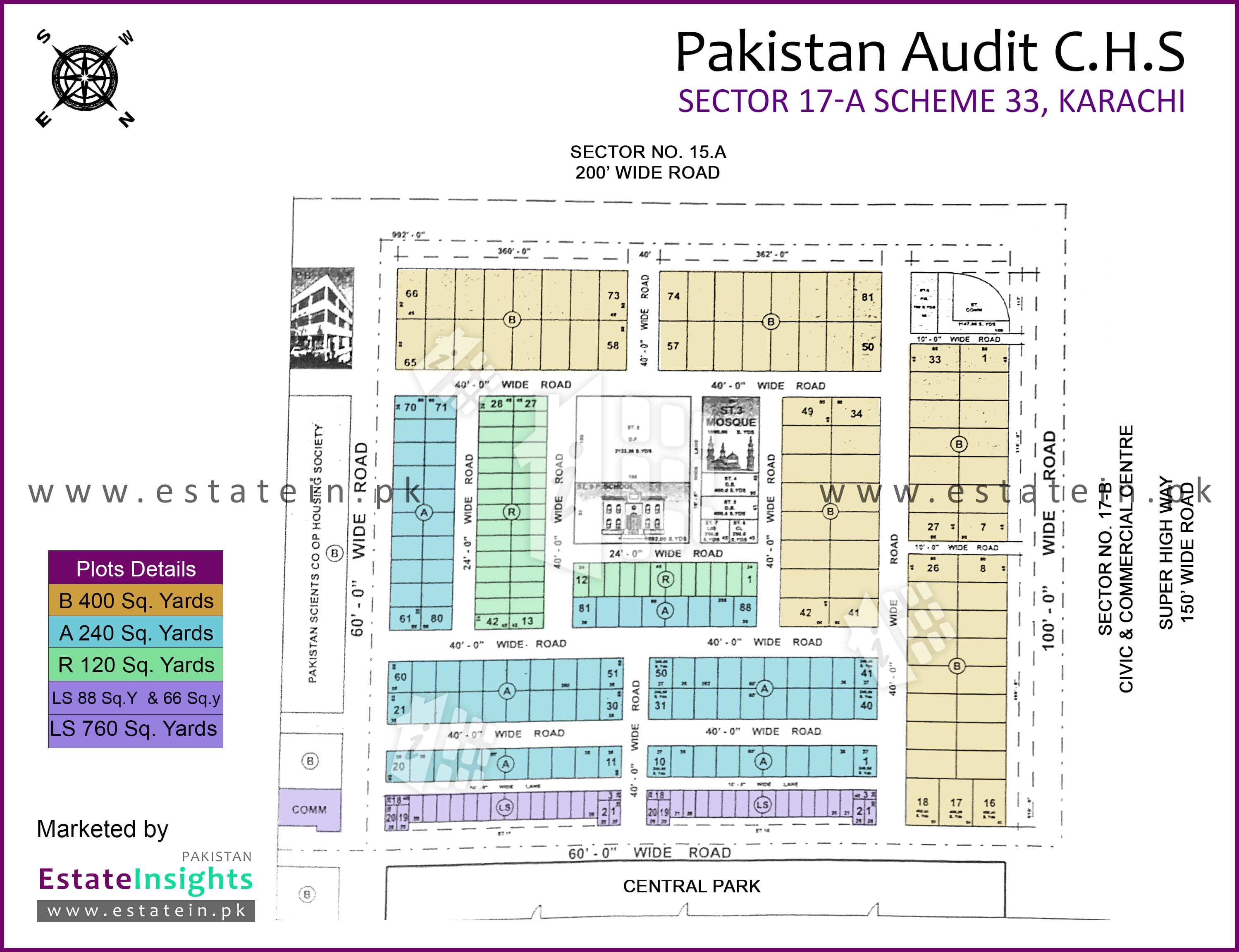 High Court Society Karachi Map Layout Plan / Siteplan Map Of Pak Audit Cooperative Housing Society Pak  Audit Chs Scheme 33 Karachi.