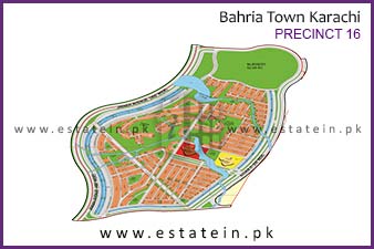 Precinct-16 of Bahria Town Karachi High Resolution Map