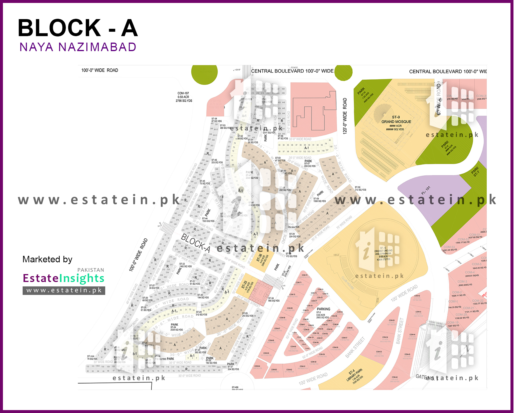 Layout plan / Siteplan Map of Block A Naya Nazimabad North Nazimabad