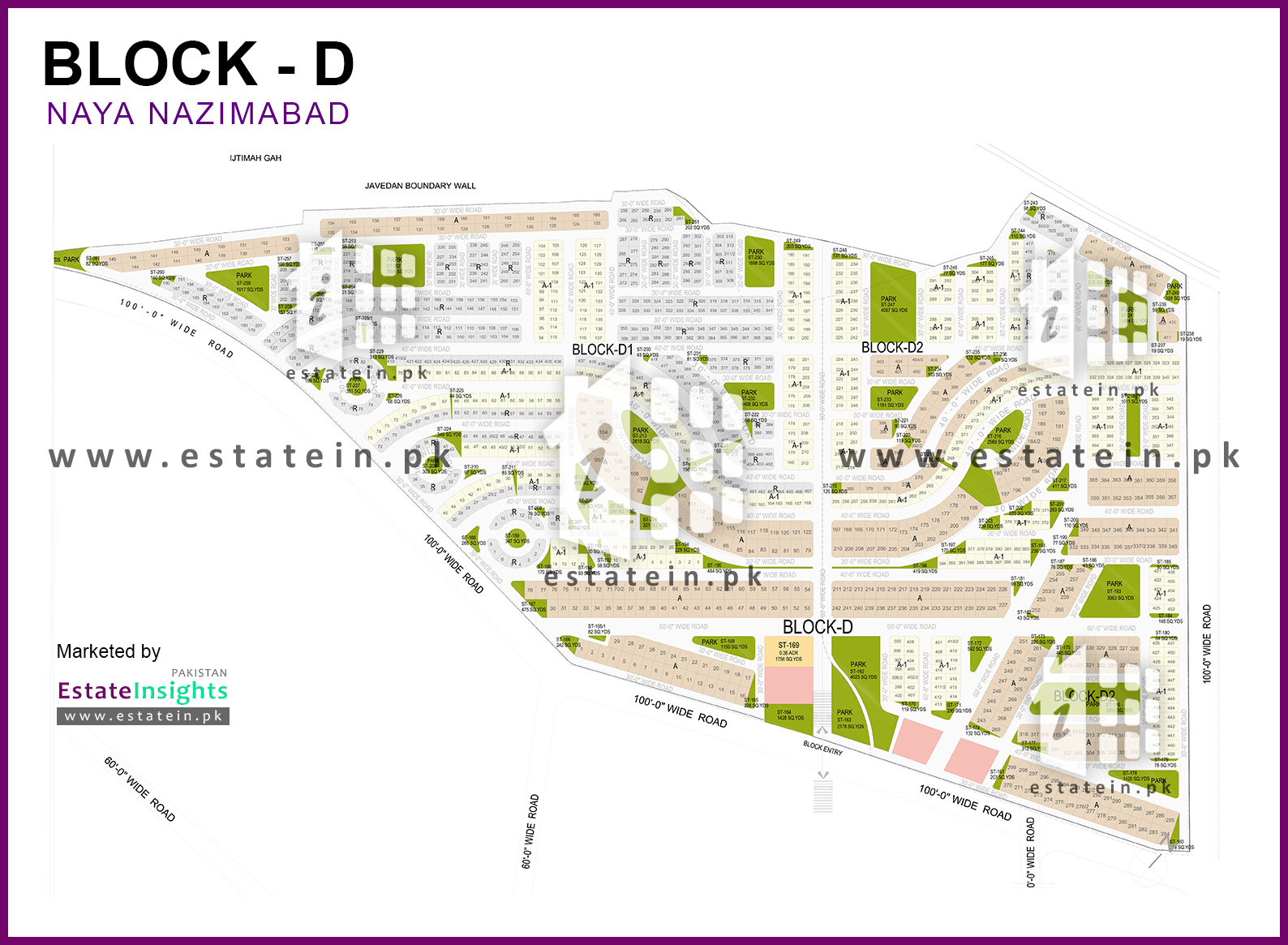 Layout plan / Siteplan Map of Block D Naya Nazimabad North Nazimabad Town Karachi.