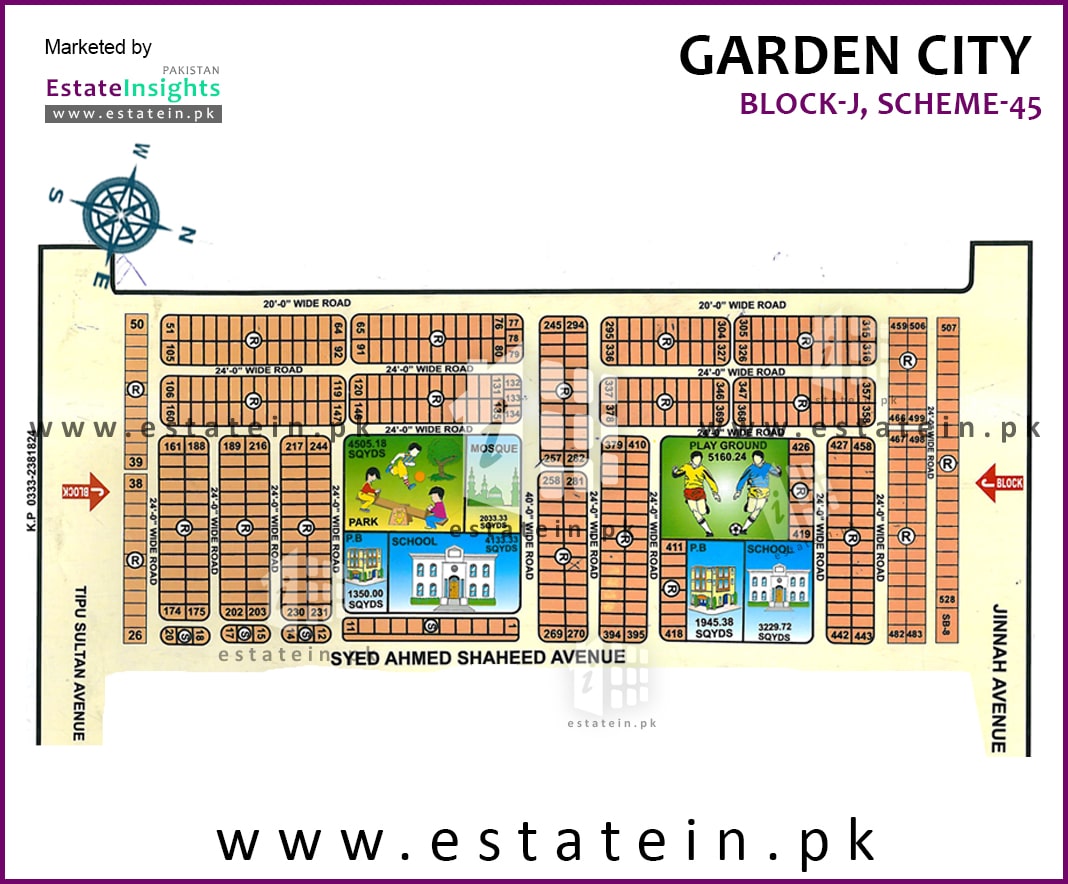 Layout plan / Siteplan Map of Block J Garden City Scheme 45 Karachi.