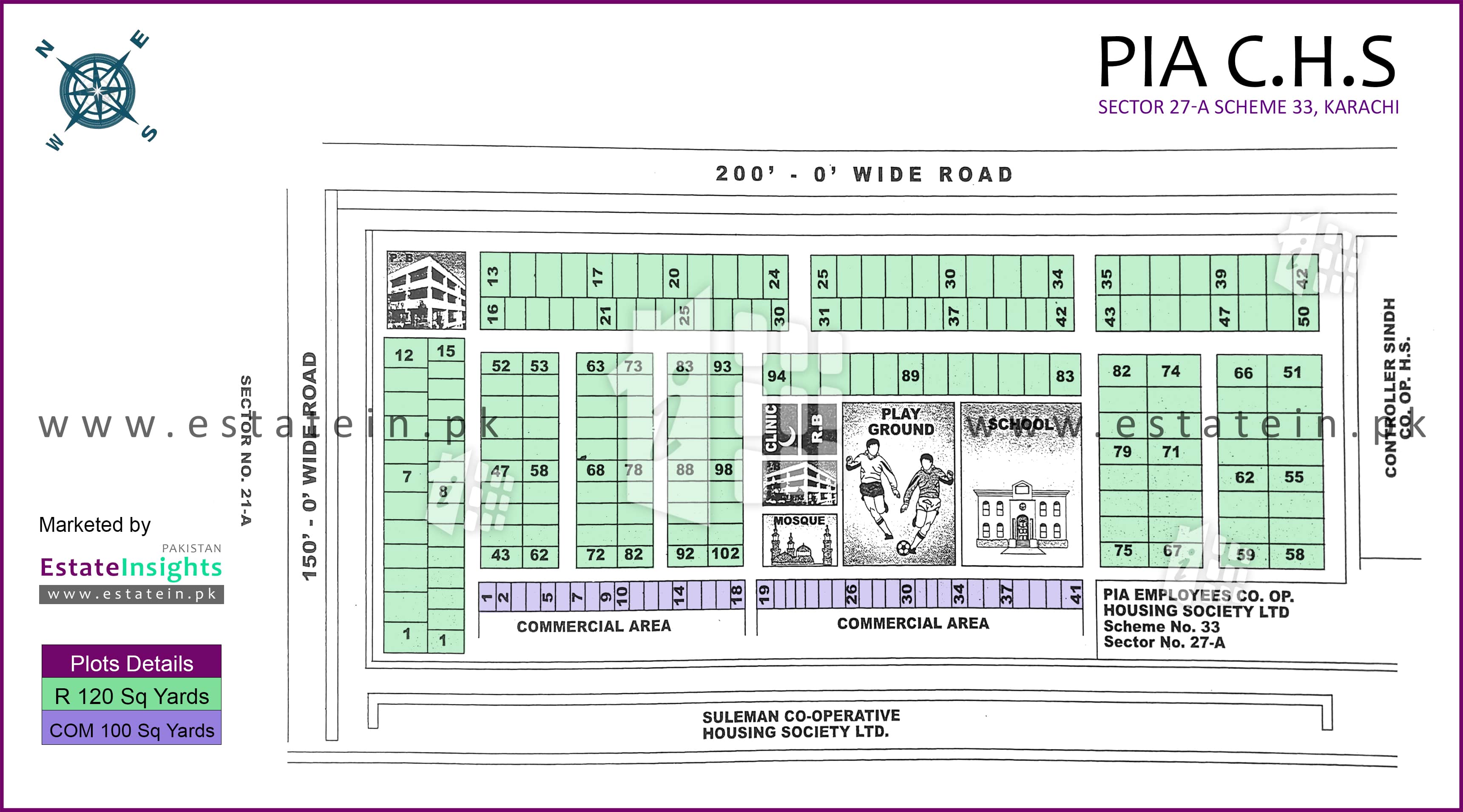 Karachi Cooperative Housing Society Map Layout Plan / Siteplan Map Of Pia Chs 27/A Pia Cooperative Housing Society  Scheme 33 Karachi.