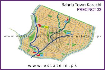 Precinct-33 of Bahria Town Karachi High Resolution Map