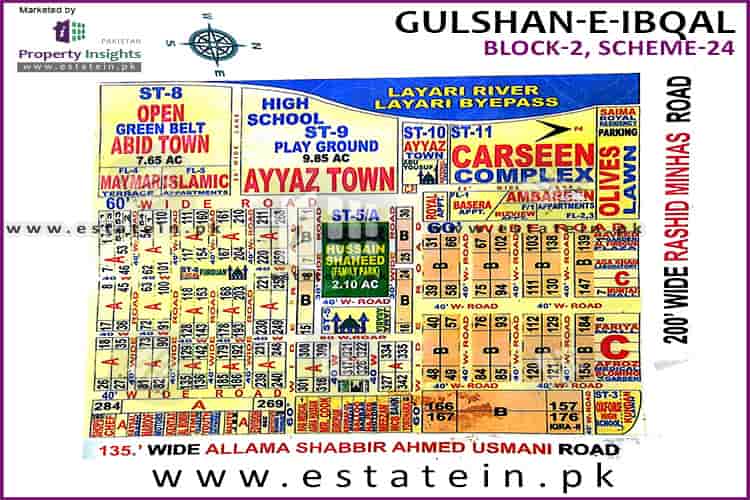 Site Plan of Block 2 of Gulshan-e-Iqbal Block-2