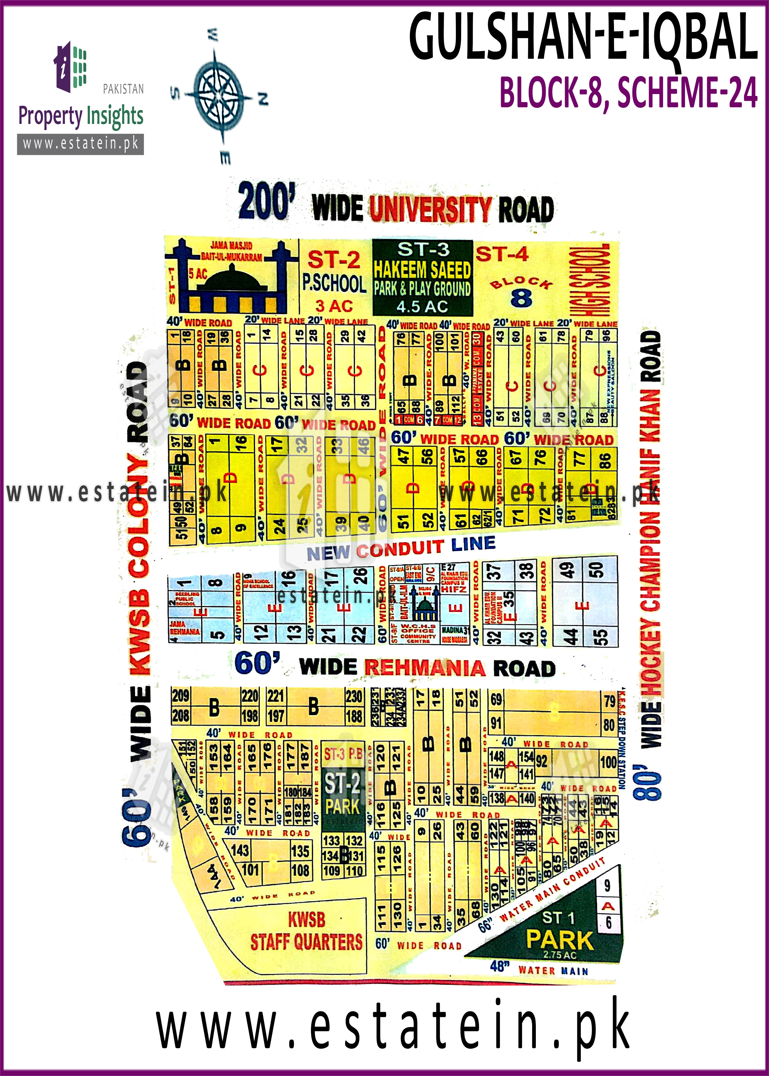 Layout plan / Siteplan Map of Block 8 Gulshan-e-Iqbal Block-8 Gulshan-e ...