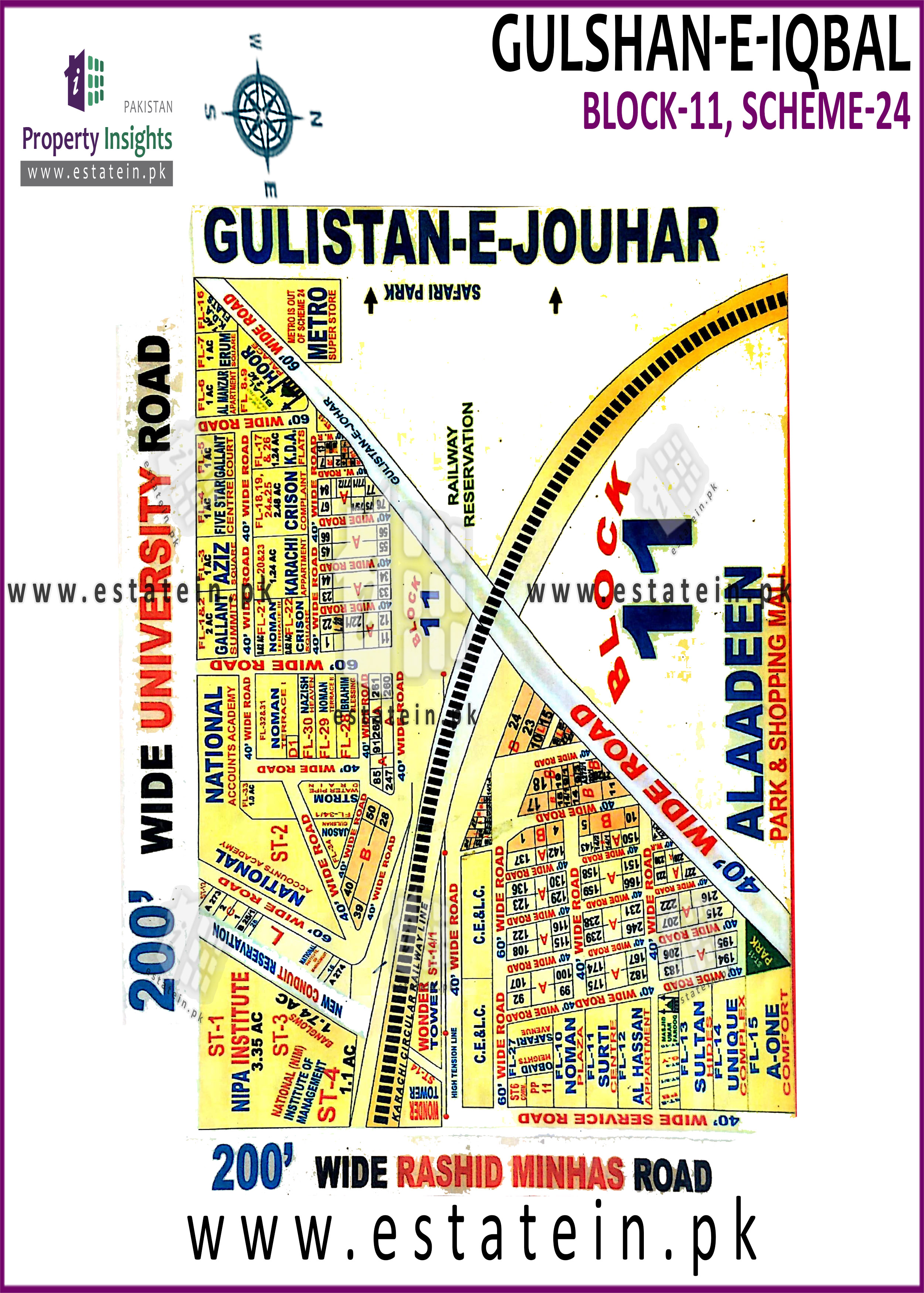 Layout plan / Siteplan Map of Block 11 Gulshan-e-Iqbal Block-11 Gulshan ...