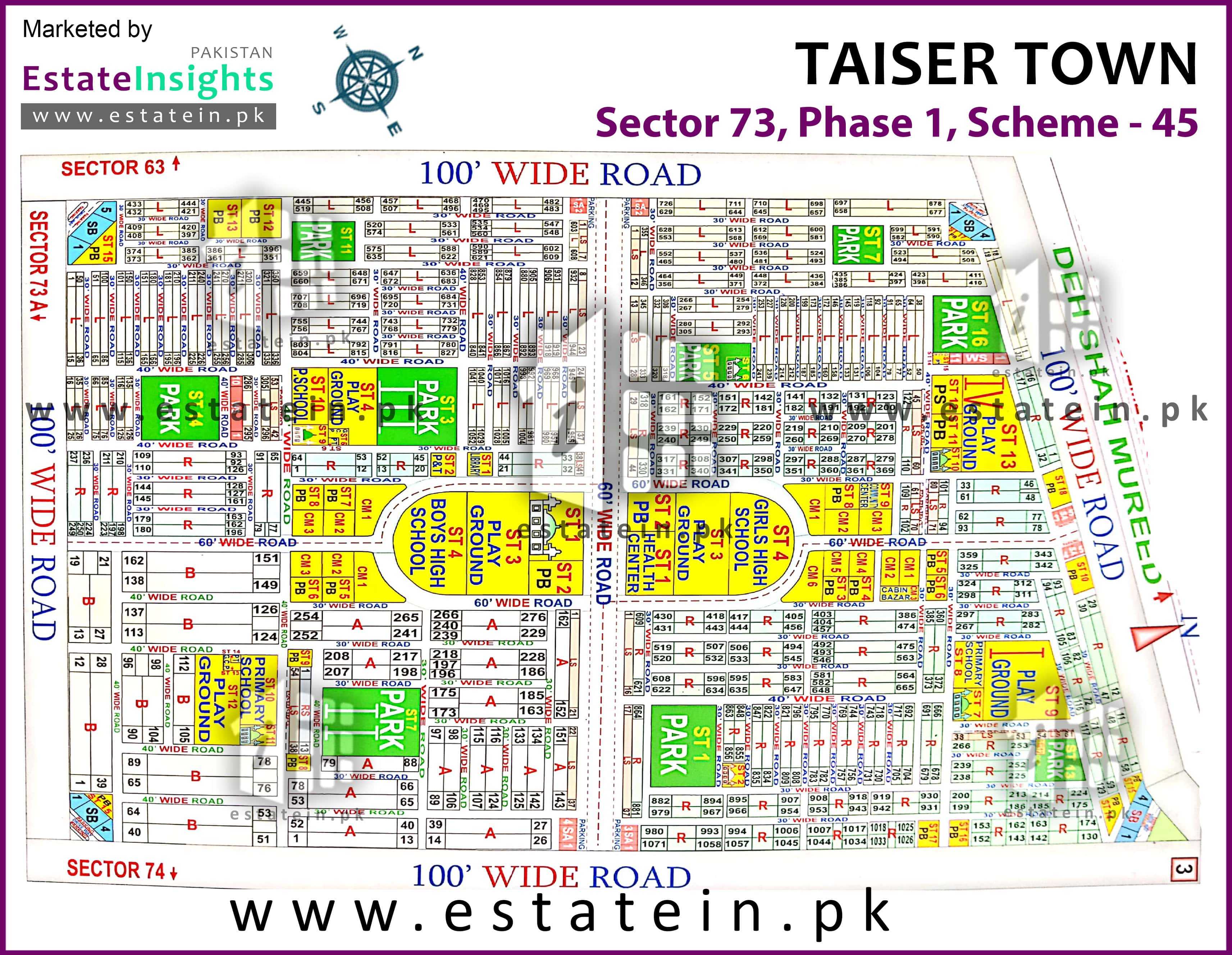 Site Plan of Sector 73 of Taiser Town Phase I