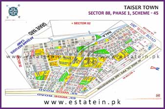 Sector 88 of Taiser Town Phase I High Resolution Map