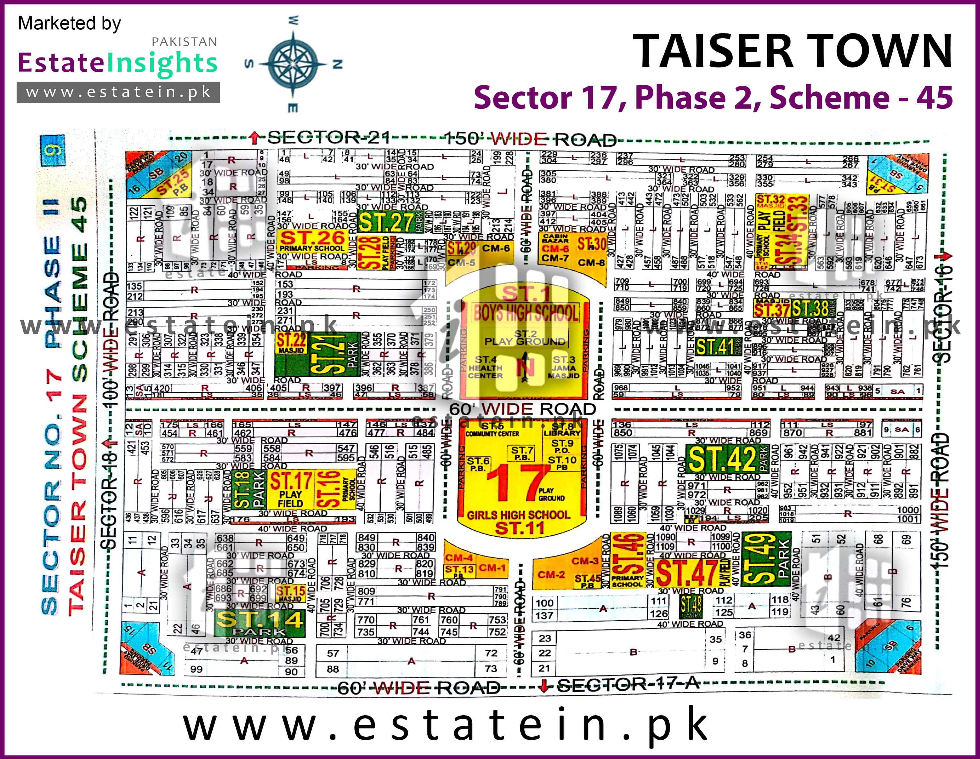 Site Plan of Sector 17 of Taiser Town Phase II