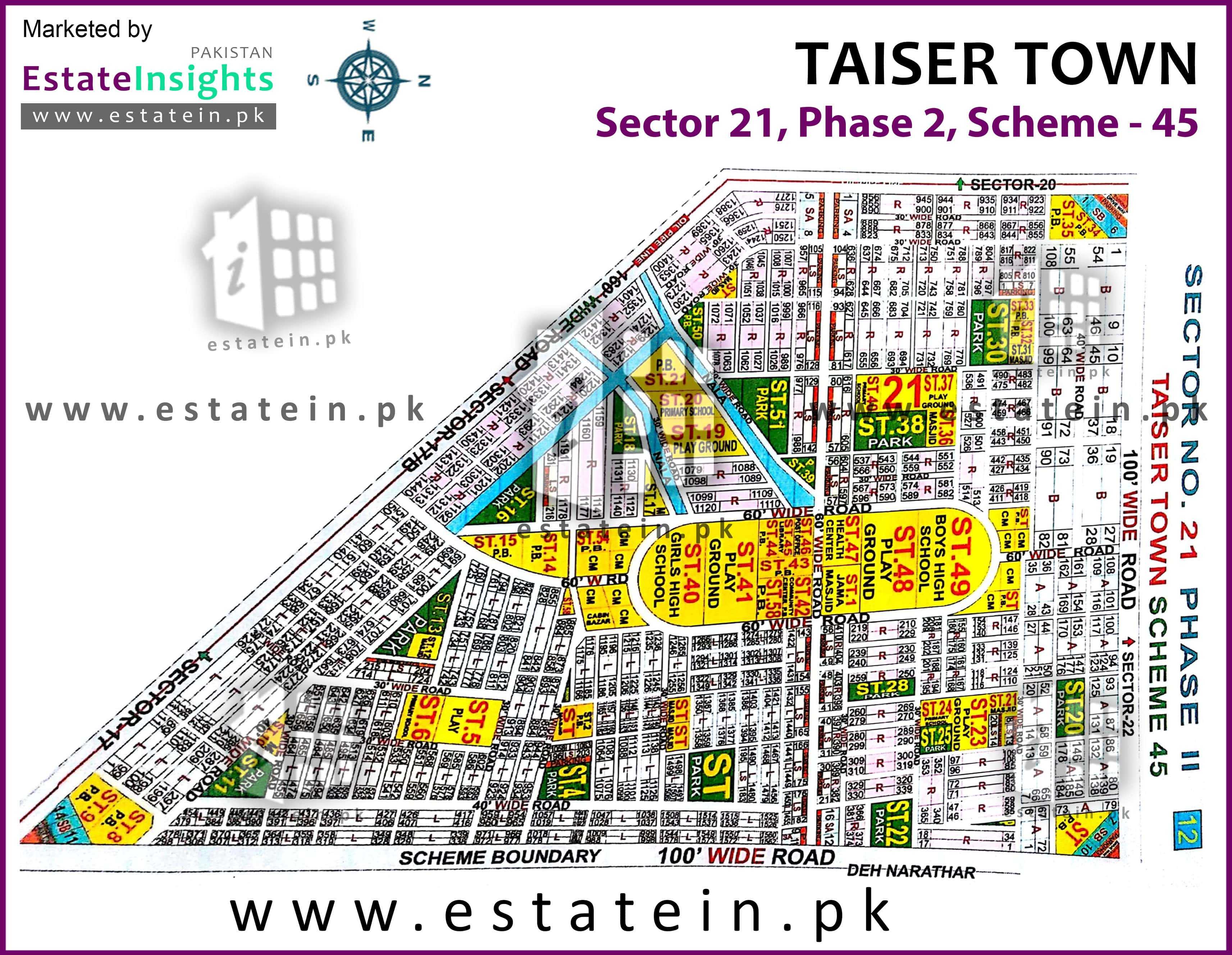Site Plan of Sector 21 of Taiser Town Phase II