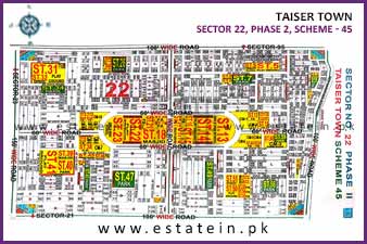 Sector 22 of Taiser Town Phase II High Resolution Map