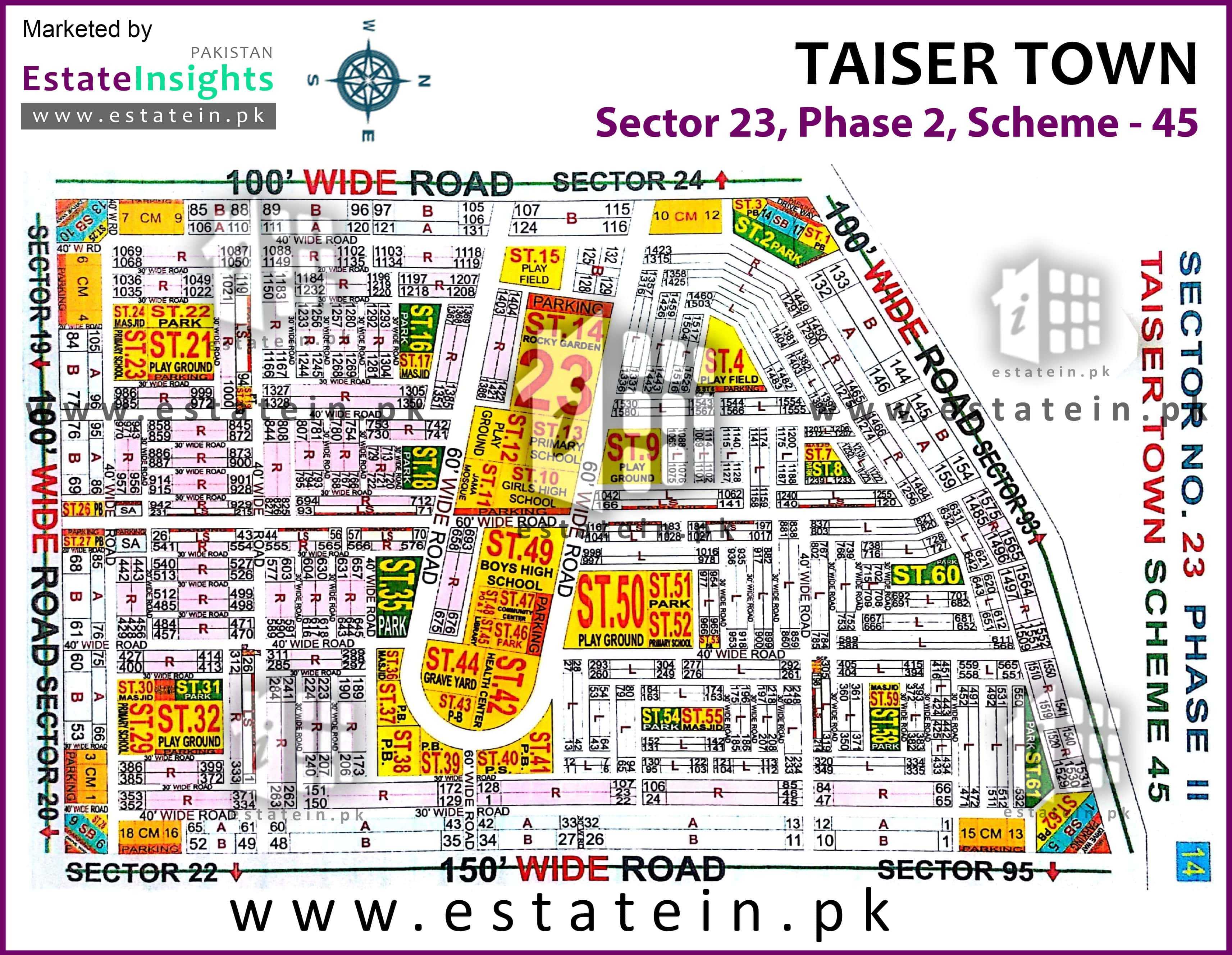 Site Plan of Sector 23 of Taiser Town Phase II