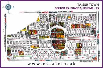 Sector 25 of Taiser Town Phase II High Resolution Map
