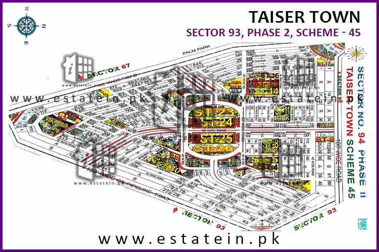 Sector 94 of Taiser Town Phase II High Resolution Map