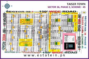 Sector 36 of Taiser Town Phase II High Resolution Map