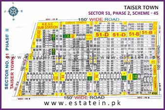 Sector 51 of Taiser Town Phase II High Resolution Map