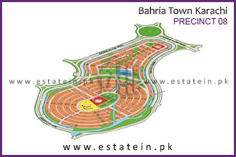 Precinct-8 of Bahria Town Karachi High Resolution Map