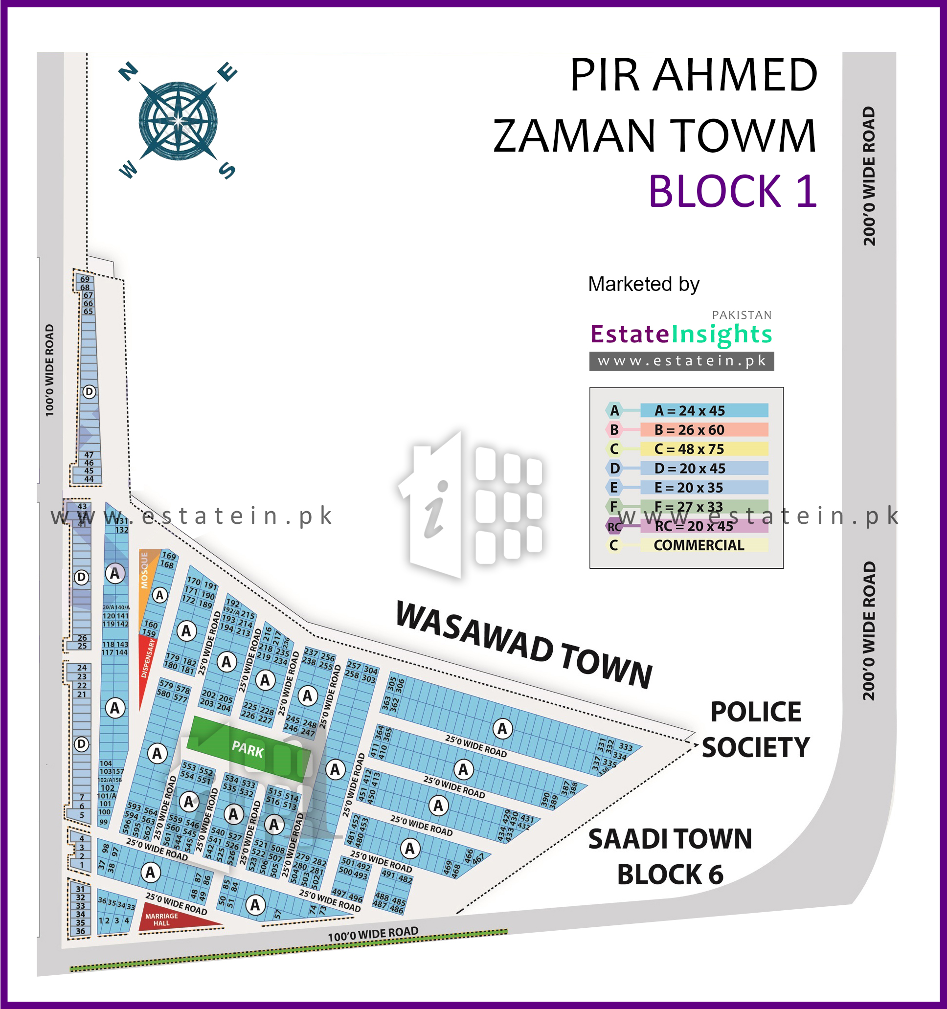 Zaman Town Karachi Map Layout Plan / Siteplan Map Of Block 1 Pir Ahmed Zaman Town Scheme 33 Karachi .