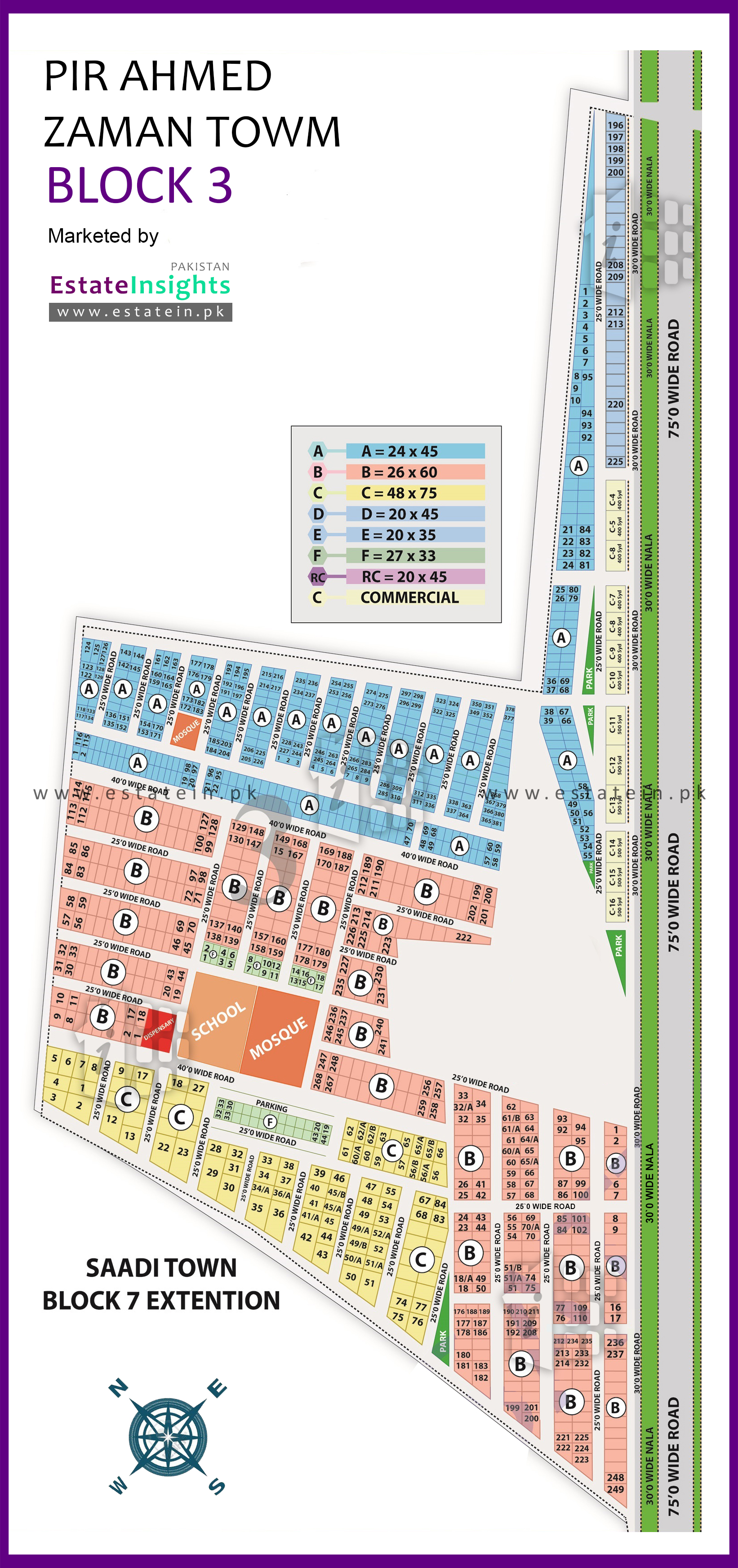 Zaman Town Karachi Map Layout Plan / Siteplan Map Of Block 3 Pir Ahmed Zaman Town Scheme 33 Karachi .