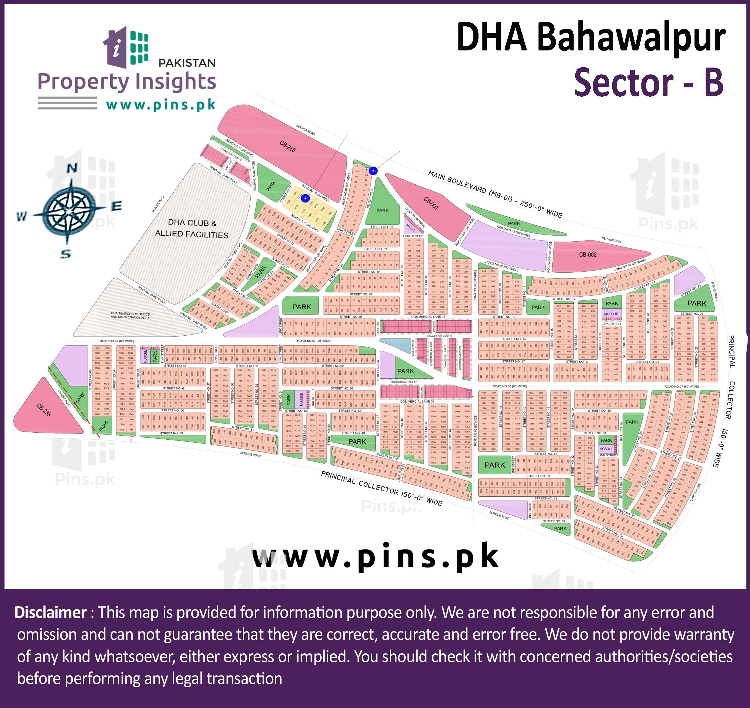 Layout plan / Siteplan Map of Sector B DHA Bhawalpur Canal Road Bahawalpur.