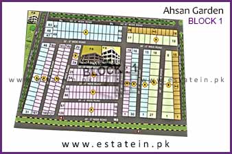 Block 1 of Ahsan Garden and Ahsan Grand City High Resolution Map