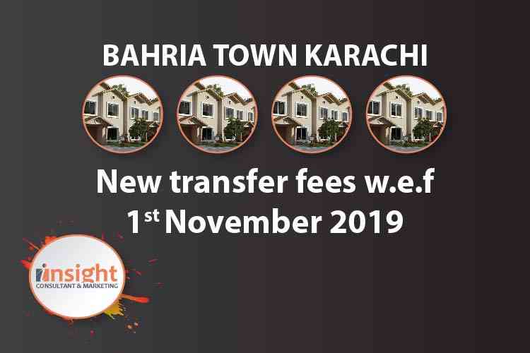 New Transfer/facilitation charges of Bahria Town Karachi effective from 1st November 2019