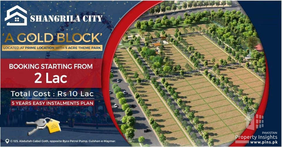 125 Sq Yards Plot Available in Booking in Gold Block Shangrila City Scheme 45