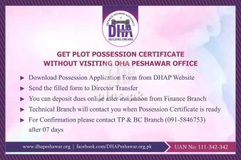 Get Possession Certificate online without visiting DHA Peshawar Office