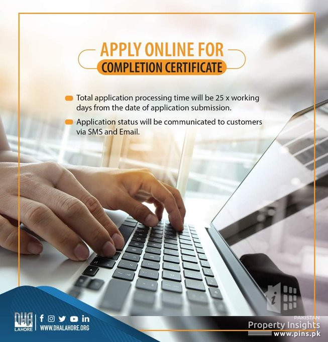 DHA Lahore Apply online for completion certificate Real Estate