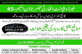 New Balloting of Cottage Industry Taiser Town Scheme 45 Plots