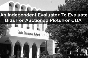 An independent evaluator to evaluate bids fof the auctioned plots of CDA.