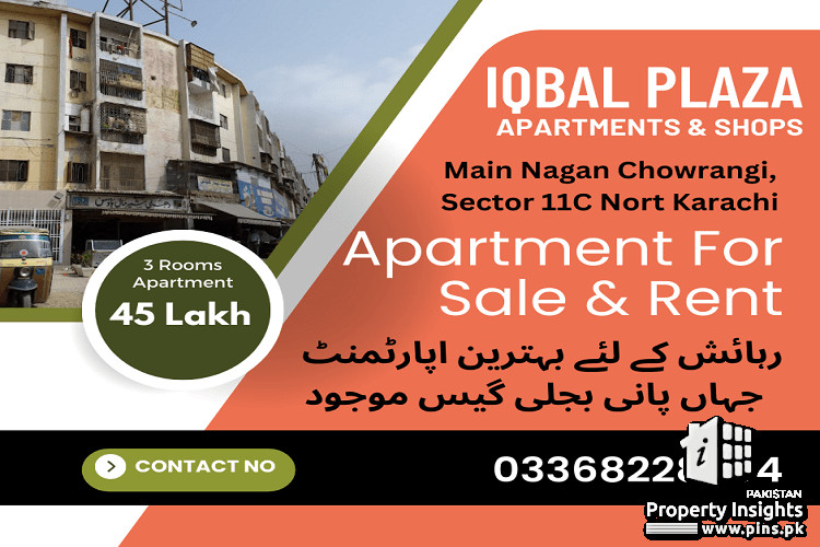 Iqbal Plaza Apartments and shops at main Nagan Chowrangi Karachi