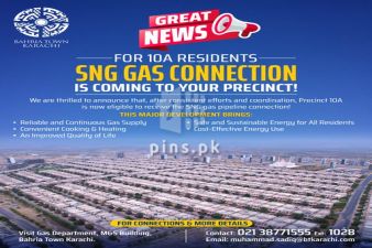 SNG Gas connection starting in Bahria Town Karachi Precinct 10A