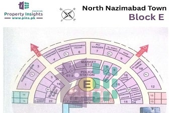 North Nazimabad Block-E High Resolution Map