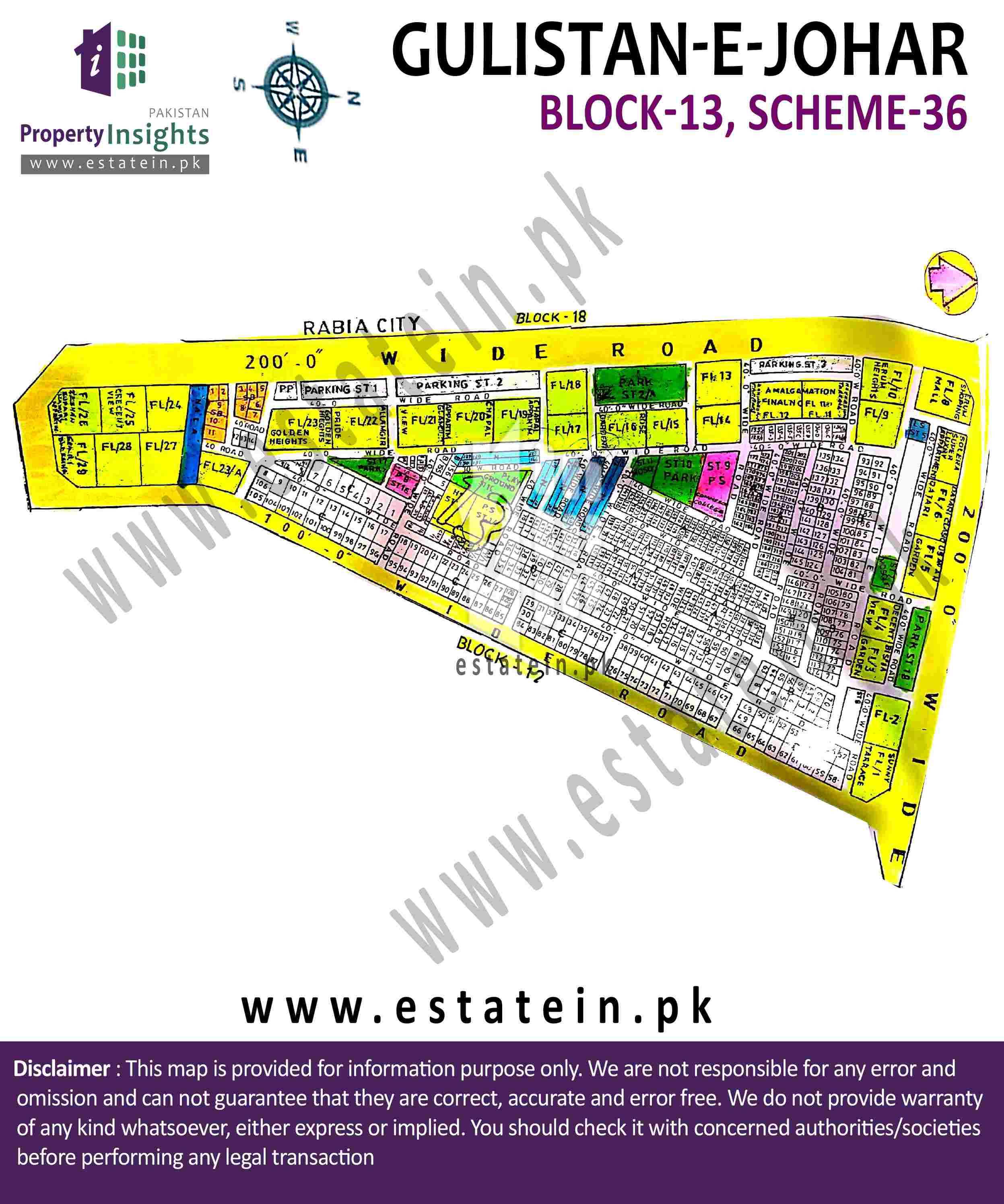View High Resolution Project / Society Maps / Siteplan of GulistaneJohar Block13 Gulistane
