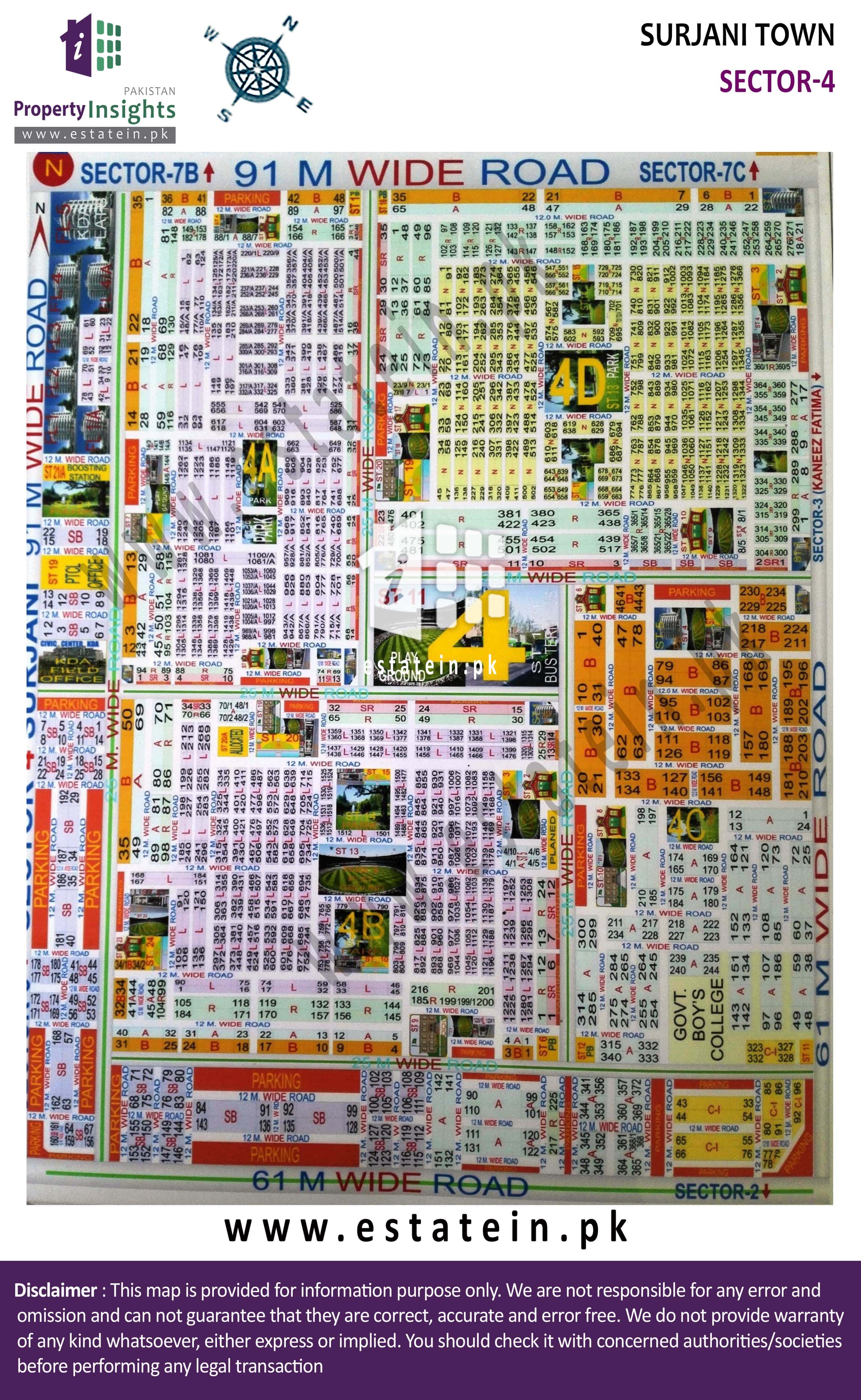 Surjani Town Karachi Map View High Resolution Project / Society Maps / Siteplan Of Sector-4 Surjani  Town Karachi.