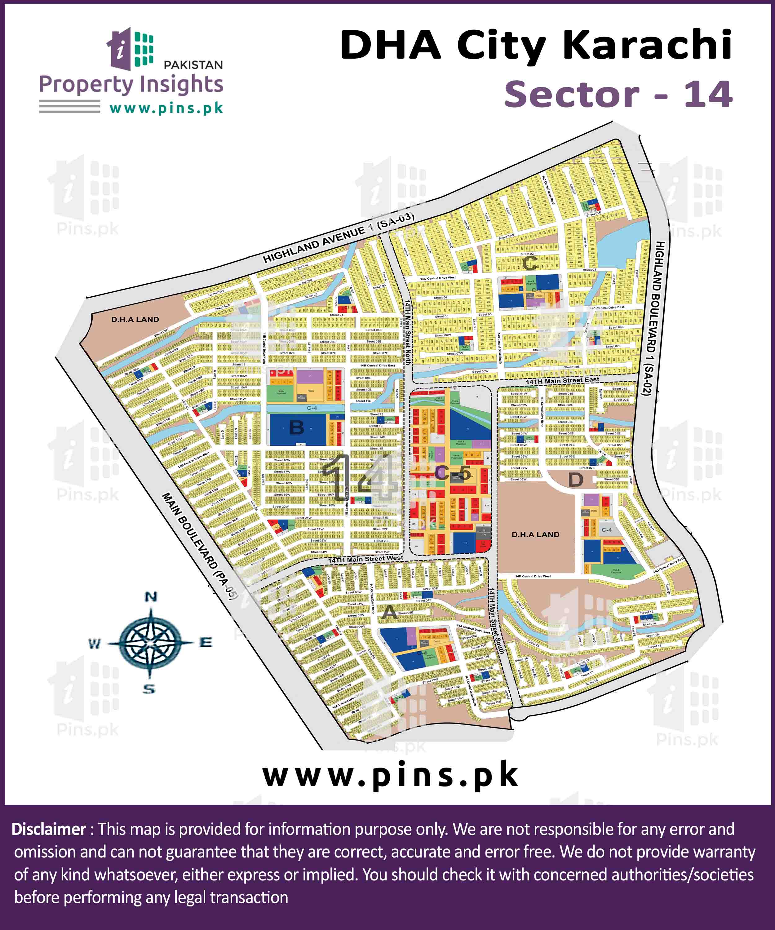 Layout plan / Siteplan Map of Sector 14C Sector 14 DHA City Karachi