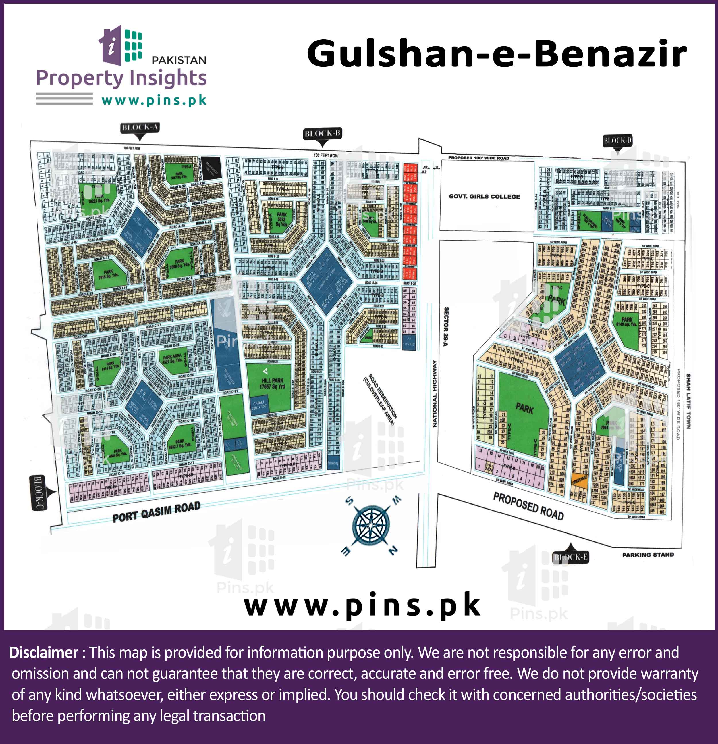 Bin Qasim Town Map View High Resolution Project / Society Maps / Siteplan Of Gulshan-E-Benazir  Township Bin Qasim Town Karachi.