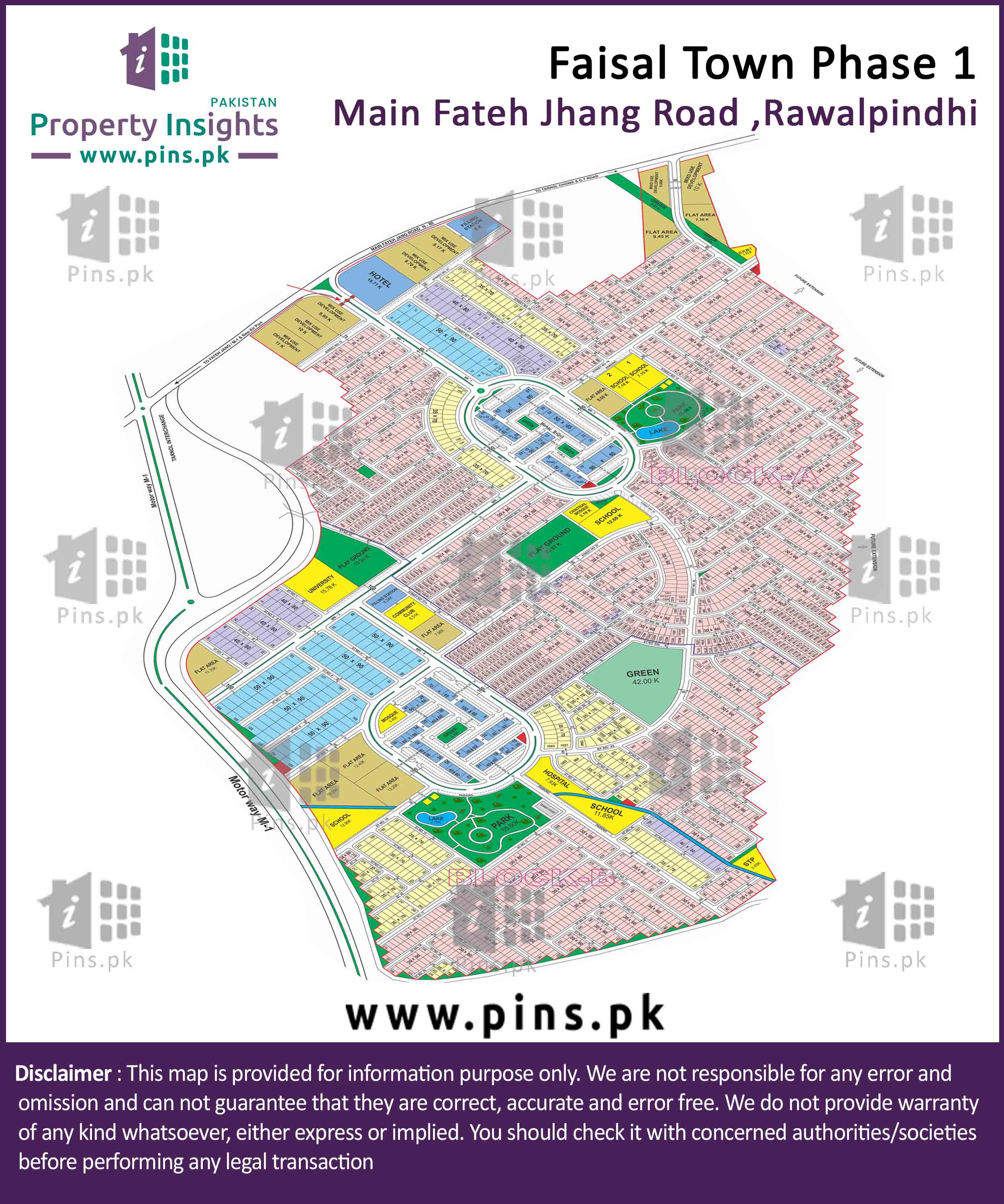 Layout plan / Siteplan Map of Block C Faisal Town Fateh Jang Road Islamabad.