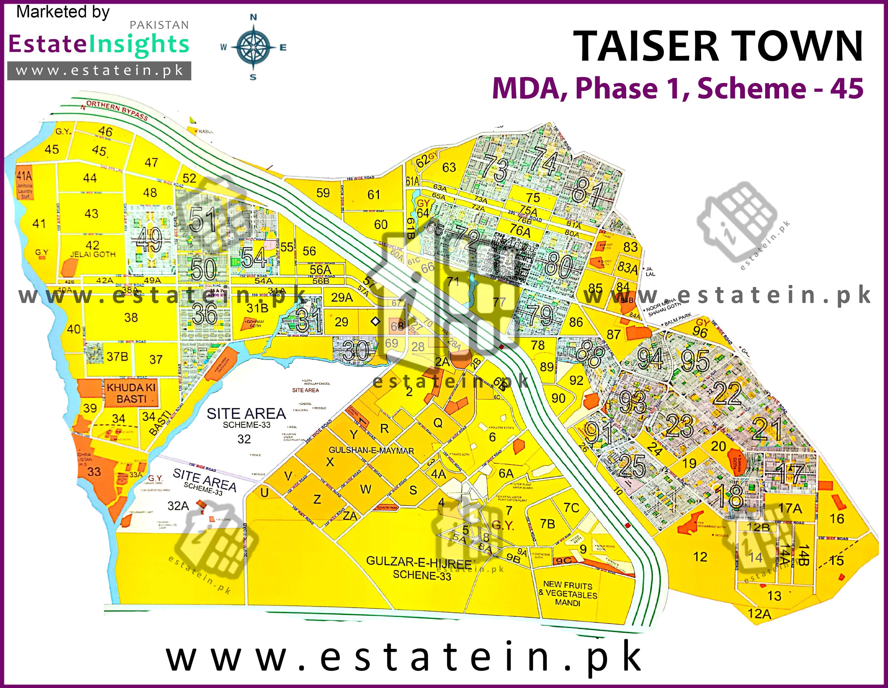 Taiser Town Karachi Map View High Resolution Project / Society Maps / Siteplan Of Taiser Town Phase  Ii Scheme 45 Karachi.