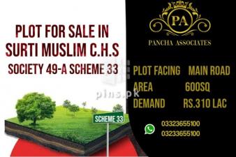600 sq plot for sale in Surti Muslim CHS 49A Scheme 33