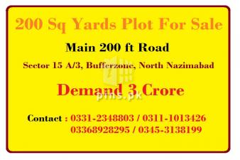 200 SQ YARDS PLOT IN SECTOR 15-A/3 BUFFERZONE